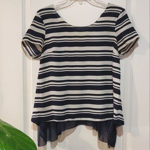 Anthropologie Maeve stripe blouse w/ ruffle detail